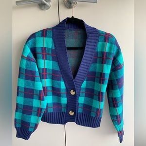 Plaid Cardigan Sweater Esther Yu Preppy Style
